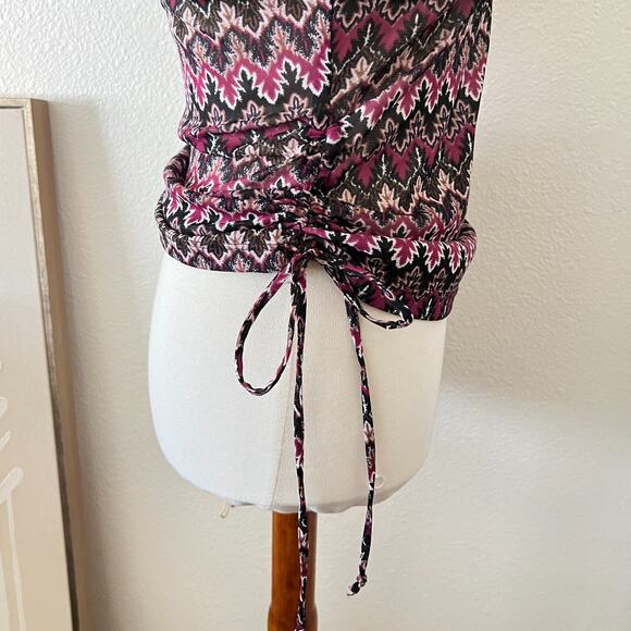 Vintage Iz Byer Womens Baby Doll Top Sz L 90S Y2K Rachel Boho Hippie Chevron 70s - Picture 4 of 10